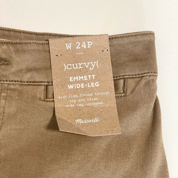NWT Madewell Petite Curvy Emmett Wide Leg Crop Pant Garment Dyed Drill Khaki 24P - Picture 14 of 16
